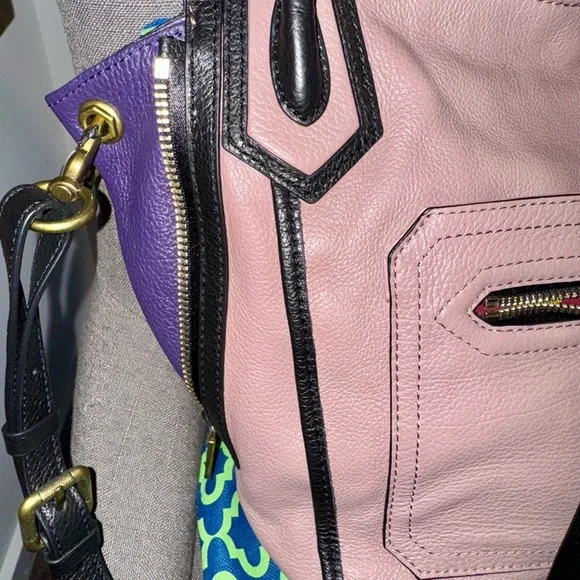 New Oryany Pink, Black, and Purple purse Leather crossbody or shoulder roomy - Picture 7 of 10